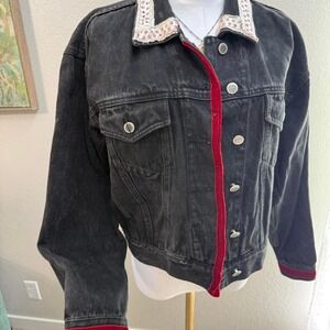 Vintage Upcycled Bill Blass Denim Jacket – One of a Kind Embroidered Festival